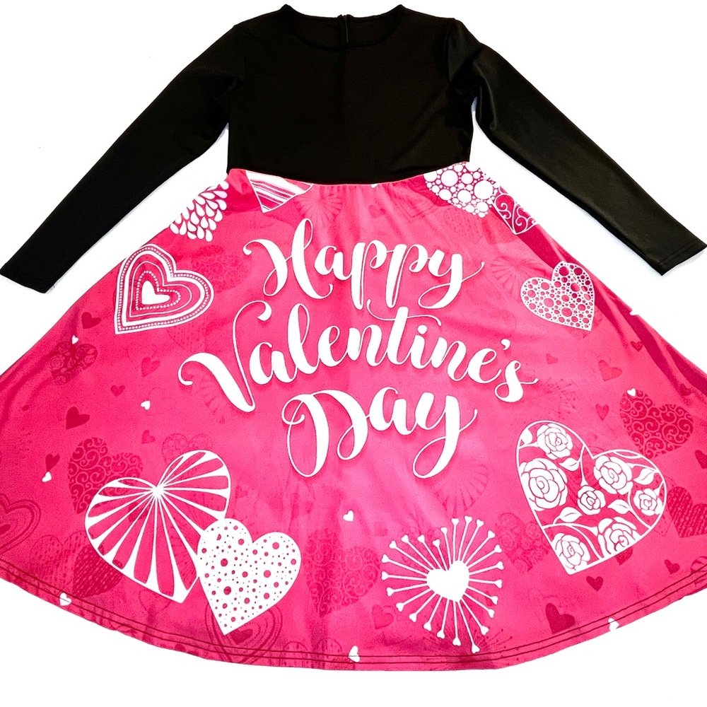💕 Fun Full-skirted Black and Pink Valentine’s Day Dress 💕